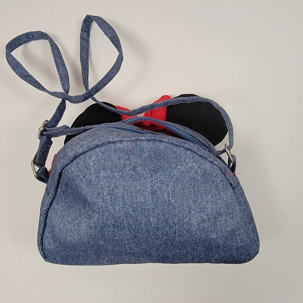 Disney Denim Embroidered Minnie Mouse Bow Bag Purse Miny 8